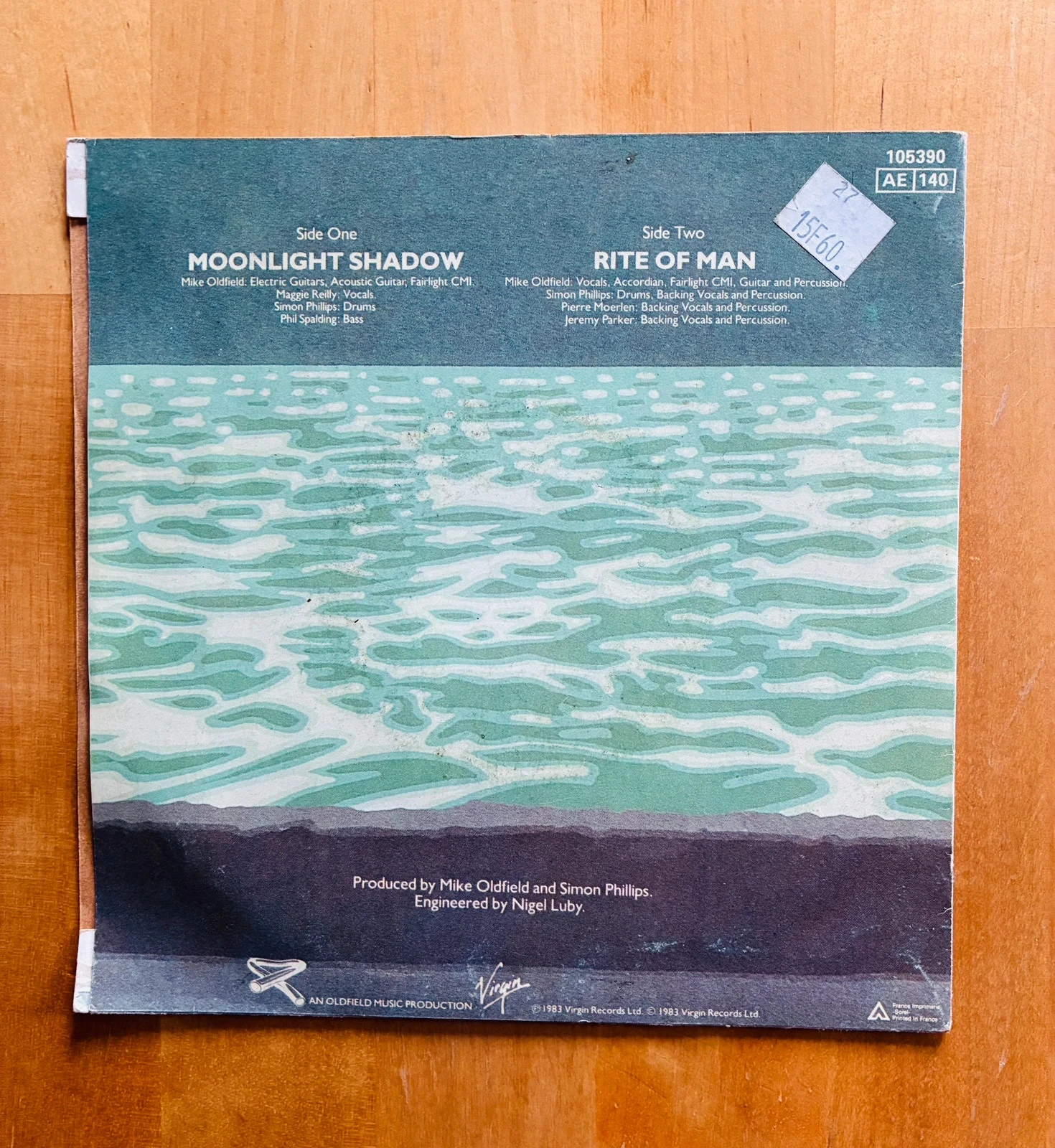 Disco de vinil 45T Mike Oldfield Moonlight Shadow. – photo 2